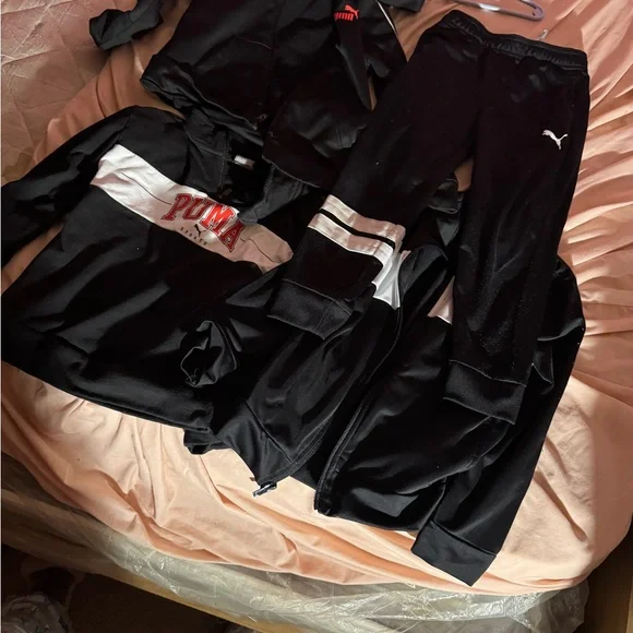 Puma Black and White Tracksuit with Red Logo - Picture 1 of 5